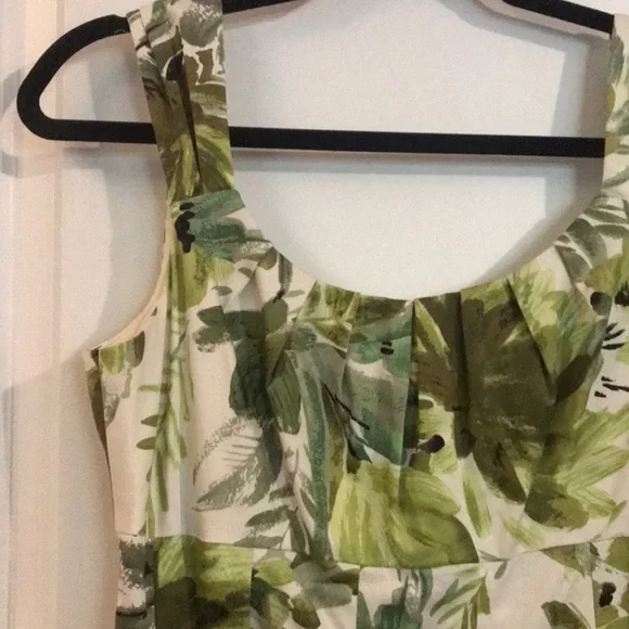 new directions Cream and Green Botanical Pleated Midi Dress - Picture 2 of 5